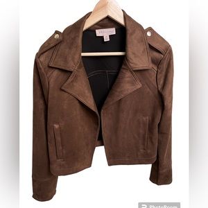 Philosophy Drape Front Moto Faux Leather Jacket Size Medium